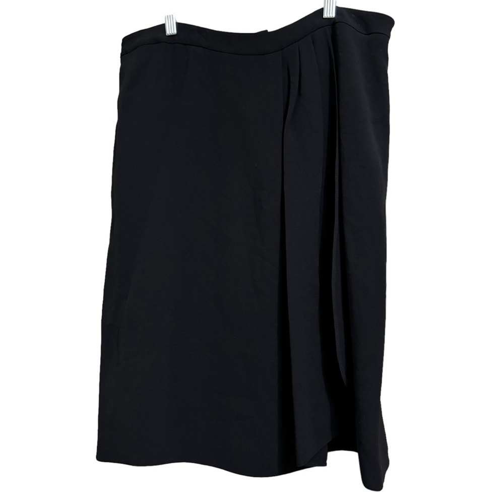 Armani Antinea SRL Pleated Silk Skirt Women size 12 Black Knee Length Straight